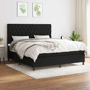 Box spring postel s matrací černá 160x200 cm textil - obrázek 1