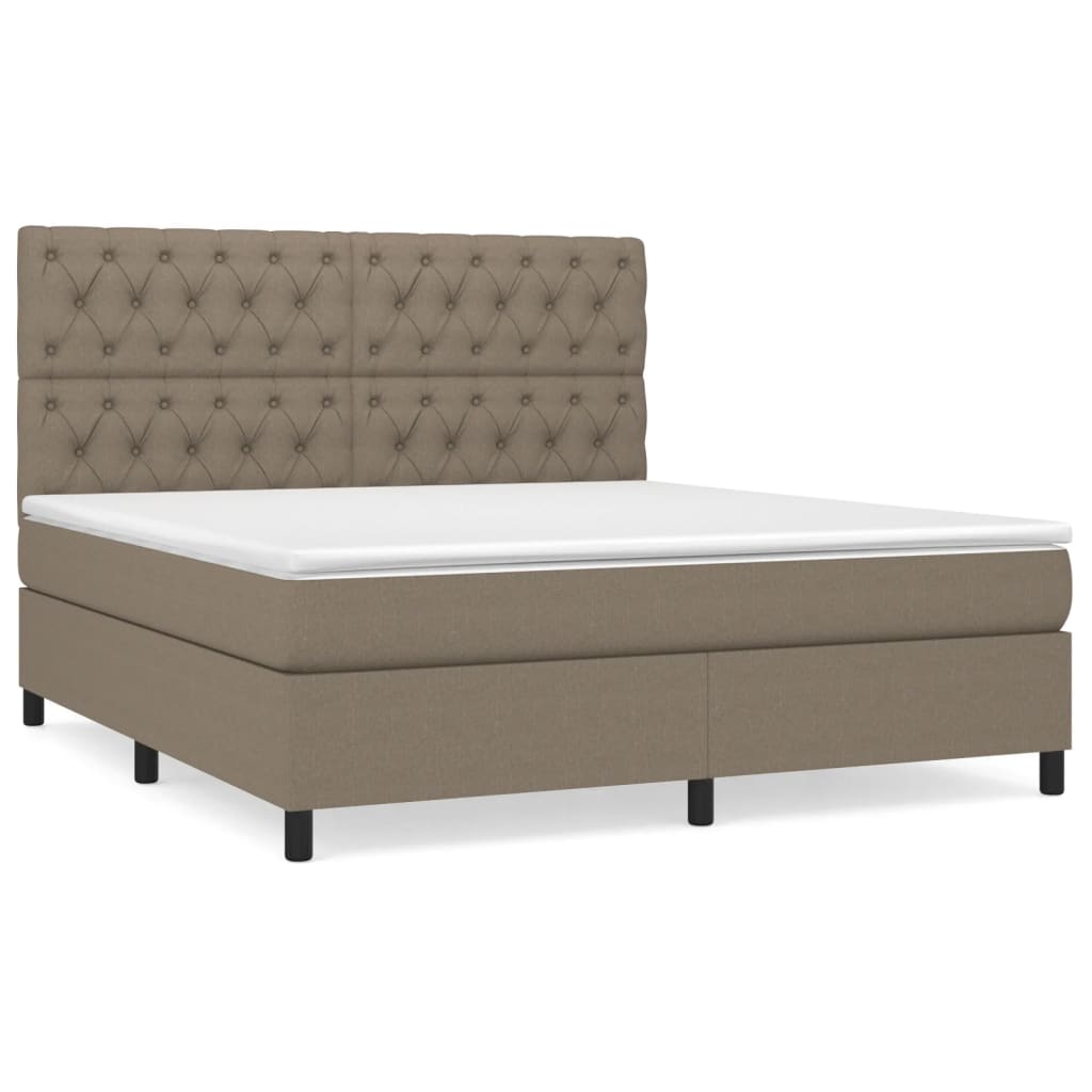 vidaXL Box spring postelja z vzmetnico taupe 160x200 cm blago