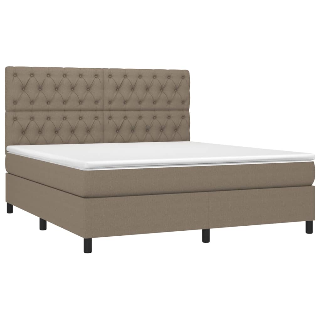 vidaXL Boxspring met matras stof taupe 160x200 cm afbeelding