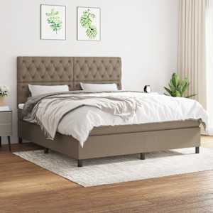 Box spring postel s matrací taupe 160x200 cm textil - obrázek 1