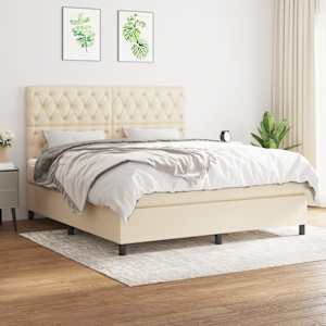Box spring postel s matrací krémová 160x200 cm textil - obrázek 1