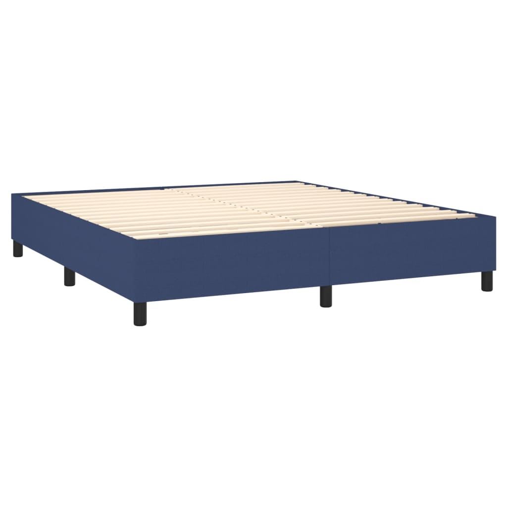 Kék szövet rugós ágy matraccal 160 x 200 cm 