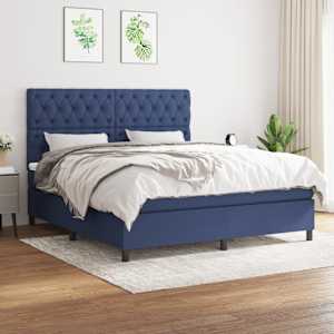 Box spring postel s matrací modrá 160x200 cm textil - obrázek 1