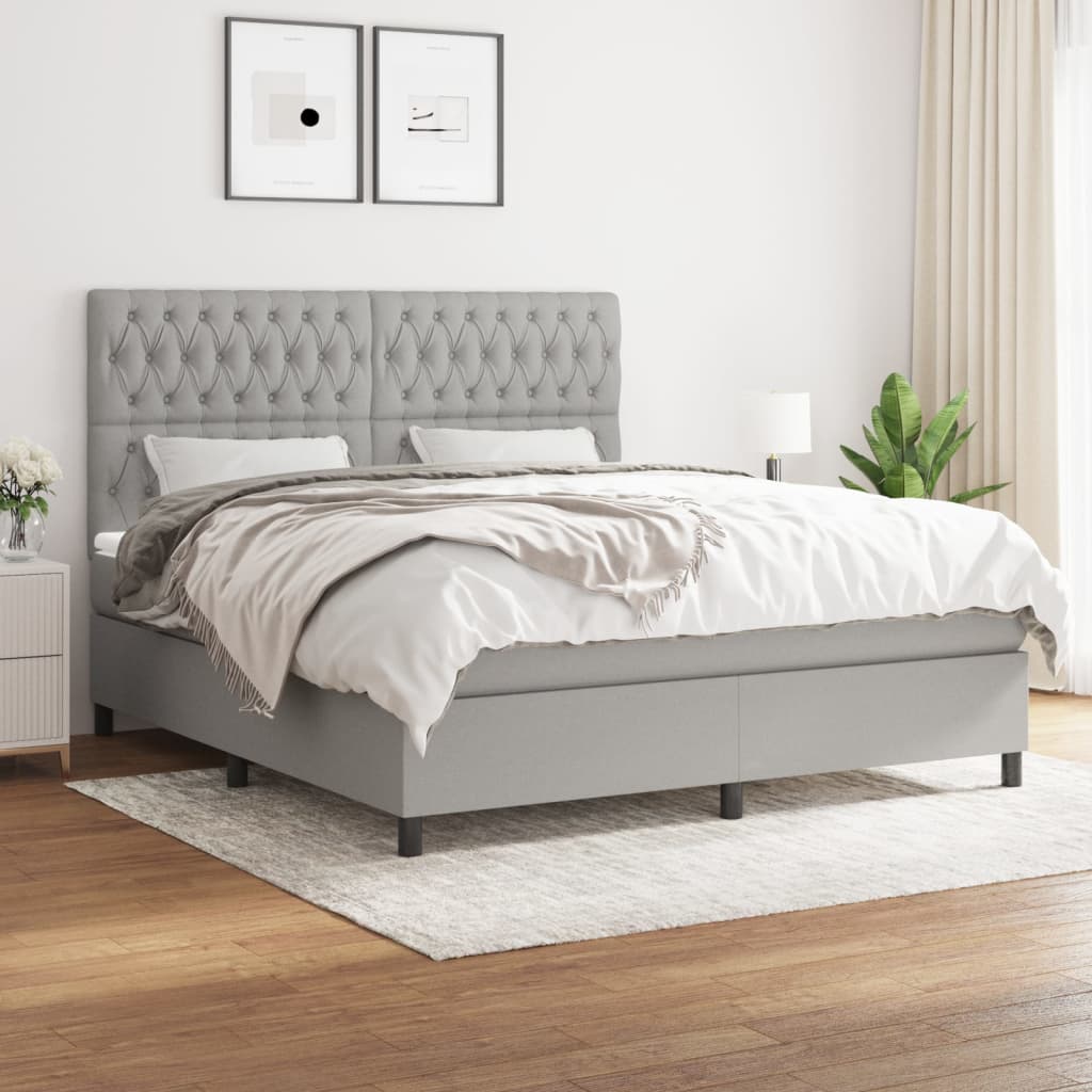 vidaXL Pat continental, gri deschis, 180×200 cm, material textil