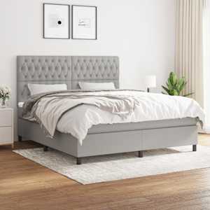 Box spring postel s matrací světle šedá 180 x 200 cm textil - obrázek 1