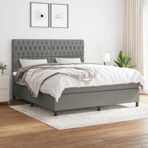 Box spring postel s matrací tmavě šedá 180x200 cm textil - obrázek 1