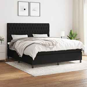 Box spring postel s matrací černá 180x200 cm textil - obrázek 1