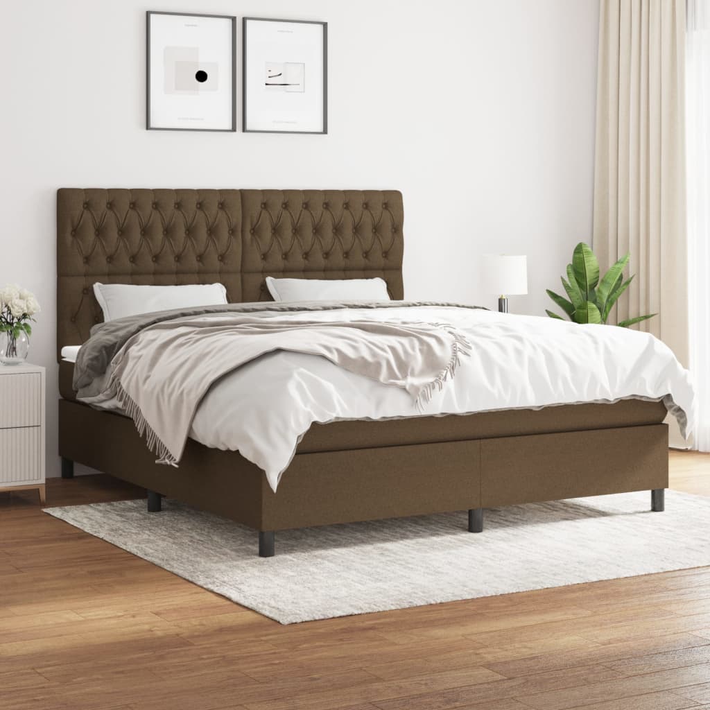 vidaXL Lit à sommier tapissier avec matelas Marron foncé 180x200 cm