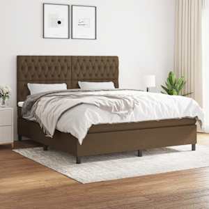 Box spring postel s matrací tmavě hnědá 180x200 cm textil - obrázek 1