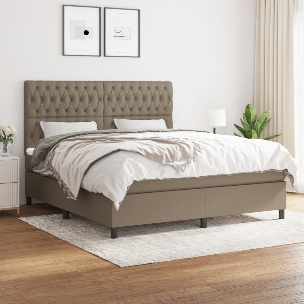 Boxspringbett mit Matratze Taupe 180×200 cm Stoff