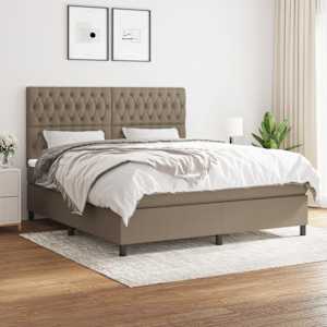 Box spring postel s matrací taupe 180x200 cm textil - obrázek 1