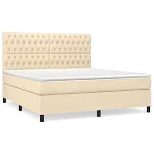 Box spring postel s matrací krémová 180x200 cm textil - obrázek 2