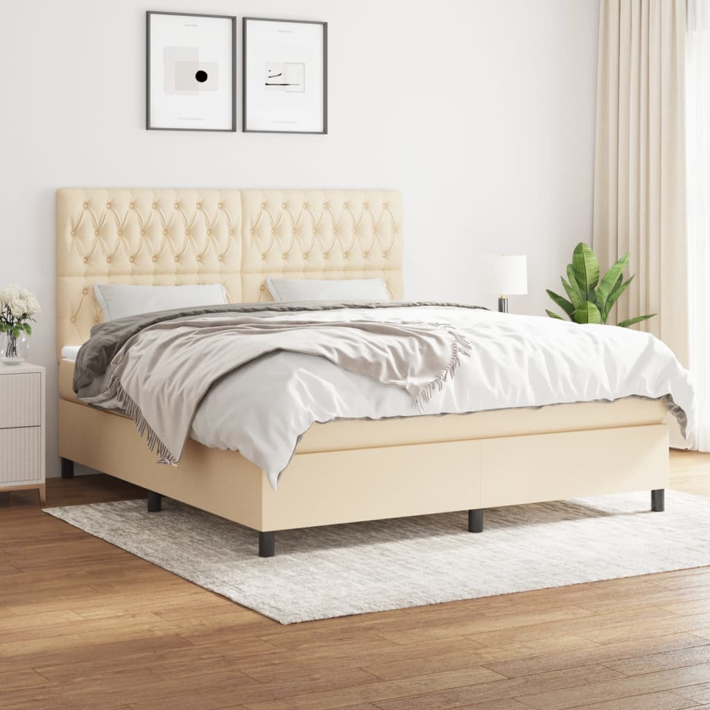 Boxspringbett mit Matratze Creme 180×200 cm Stoff