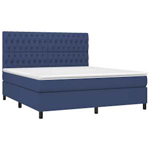 Box spring postel s matrací modrá 180x200 cm textil - obrázek 3