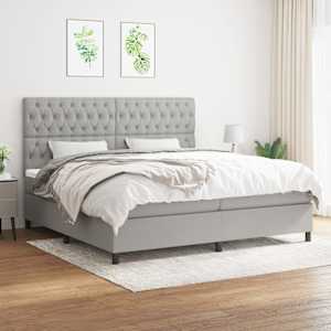 Box spring postel s matrací světle šedá 200 x 200 cm textil - obrázek 1