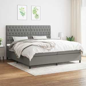 Box spring postel s matrací tmavě šedá 200x200 cm textil - obrázek 1