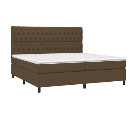 vidaXL Cama com molas/colch&atilde;o 200x200 cm tecido castanho-escuro
