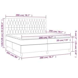 Box spring postel s matrací tmavě hnědá 200x200 cm textil - obrázek 6