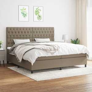 Box spring postel s matrací taupe 200x200 cm textil - obrázek 1