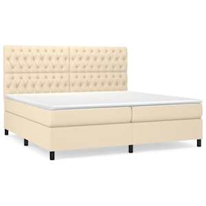 Box spring postel s matrací krémová 200x200 cm textil - obrázek 2