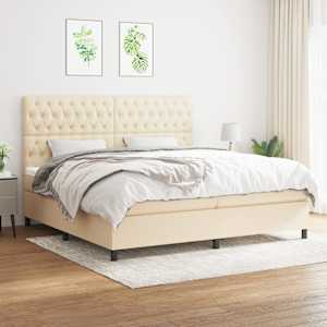 Box spring postel s matrací krémová 200x200 cm textil - obrázek 1