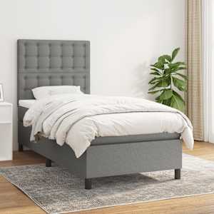 Box spring postel s matrací tmavě šedá 90x190 cm textil - obrázek 1