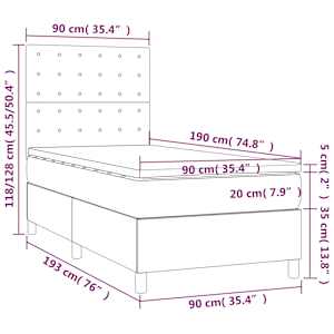 Box spring postelja z vzmetnico moder 90x190 cm blago - slika 6