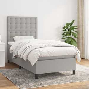 Box spring postel s matrací světle šedá 90x200 cm textil