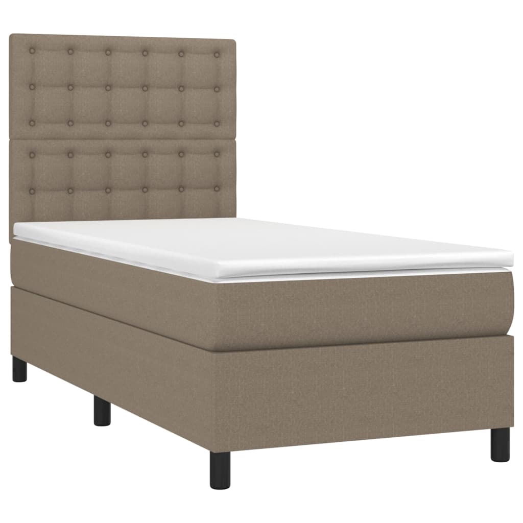 vidaXL Boxspring met matras stof taupe 90x200 cm afbeelding
