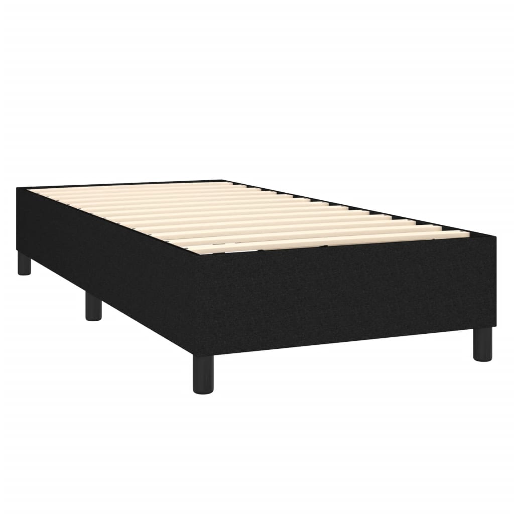 Fekete szövet rugós ágy matraccal 100 x 200 cm 