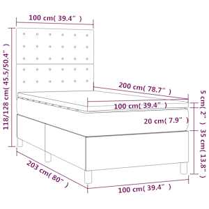 Box spring postel s matrací černá 100 x 200 cm textil - obrázek 6