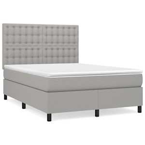 Box spring postel s matrací světle šedá 140 x 190 cm textil - obrázek 2