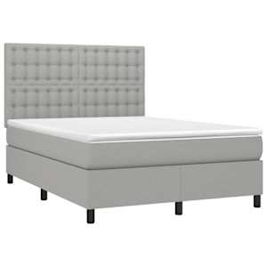 Box spring postel s matrací světle šedá 140 x 190 cm textil - obrázek 3