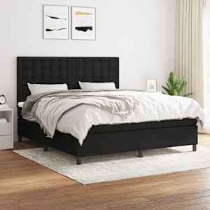 Box spring postel s matrací černá 160x200 cm textil - obrázek 1