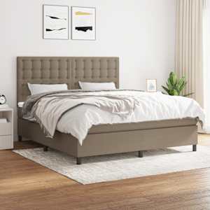 Box spring postel s matrací taupe 160x200 cm textil - obrázek 1