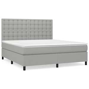 Box spring postel s matrací světle šedá 180 x 200 cm textil - obrázek 2