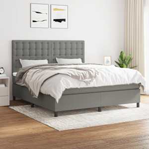 Box spring postel s matrací tmavě šedá 180x200 cm textil - obrázek 1