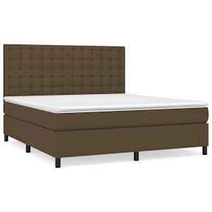 Box spring postel s matrací tmavě hnědá 180x200 cm textil - obrázek 2