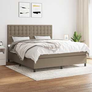Box spring postel s matrací taupe 180x200 cm textil - obrázek 1