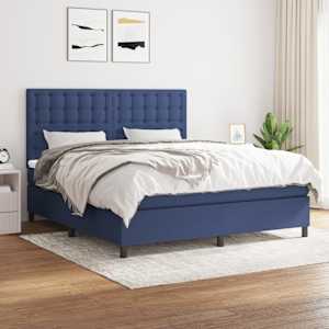 Box spring postel s matrací modrá 180x200 cm textil - obrázek 1
