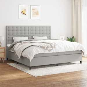 Box spring postel s matrací světle šedá 200 x 200 cm textil - obrázek 1