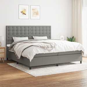 Box spring postel s matrací tmavě šedá 200x200 cm textil - obrázek 1