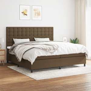 Box spring postel s matrací tmavě hnědá 200x200 cm textil - obrázek 1