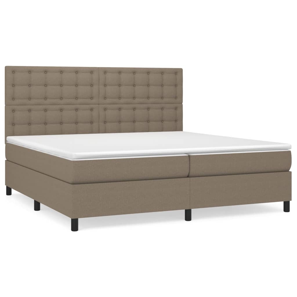 vidaXL Box spring postelja z vzmetnico taupe 200x200 cm blago