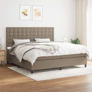 Box spring postel s matrací taupe 200x200 cm textil - obrázek 1