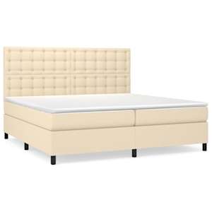 Box spring postel s matrací krémová 200x200 cm textil - obrázek 2