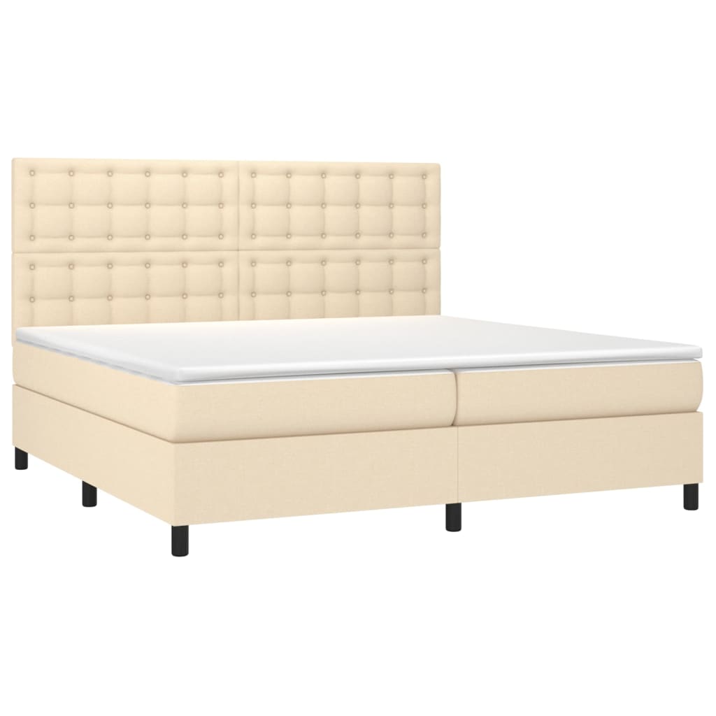 vidaXL Boxspring met matras stof crèmekleurig 200x200 cm afbeelding