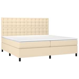 Box spring postel s matrací krémová 200x200 cm textil - obrázek 3