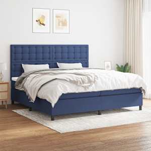 Box spring postel s matrací modrá 200x200 cm textil - obrázek 1