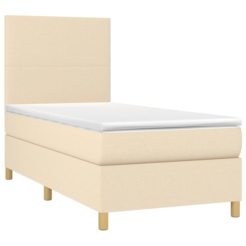vidaXL Boxspring met matras stof crèmekleurig 80x200 cm afbeelding